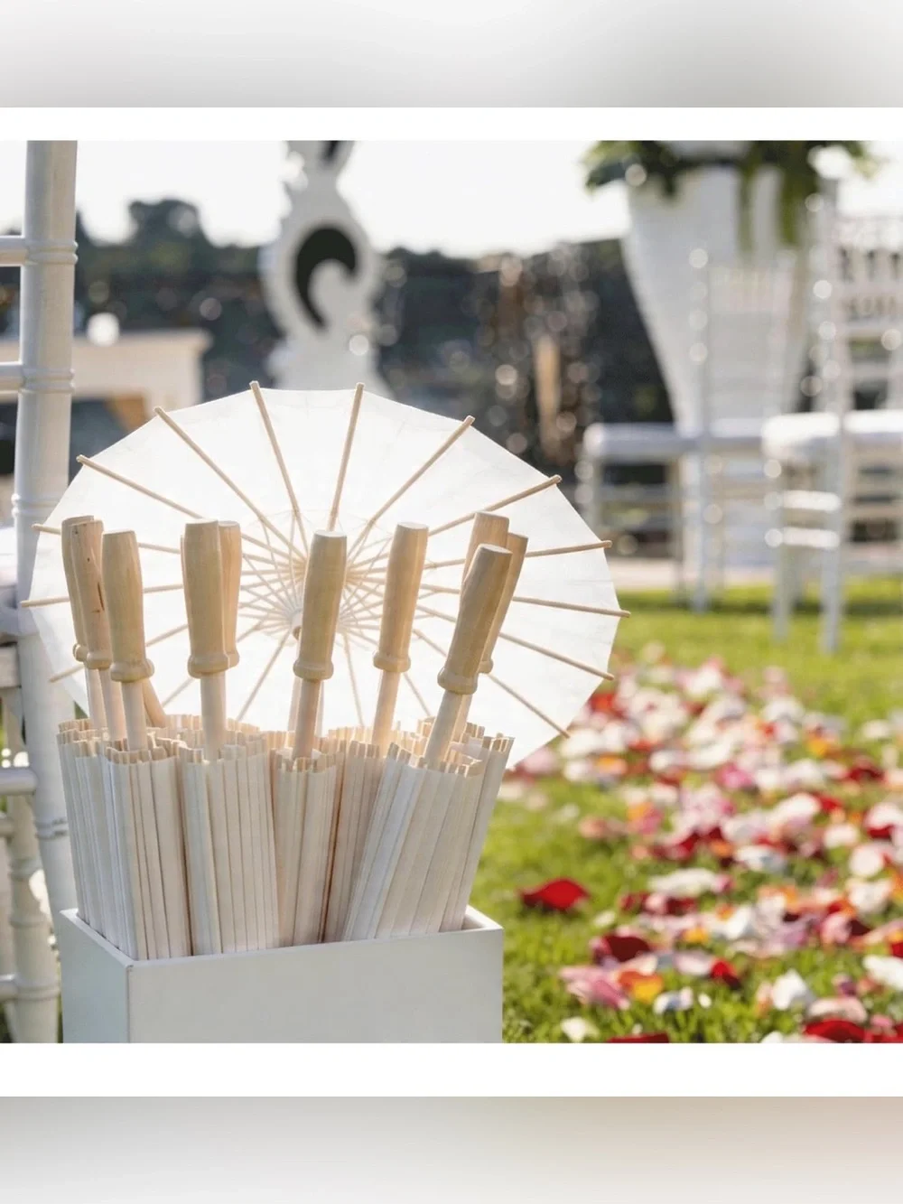 White Paper Parasol - Decorative Wedding Sun Parasol